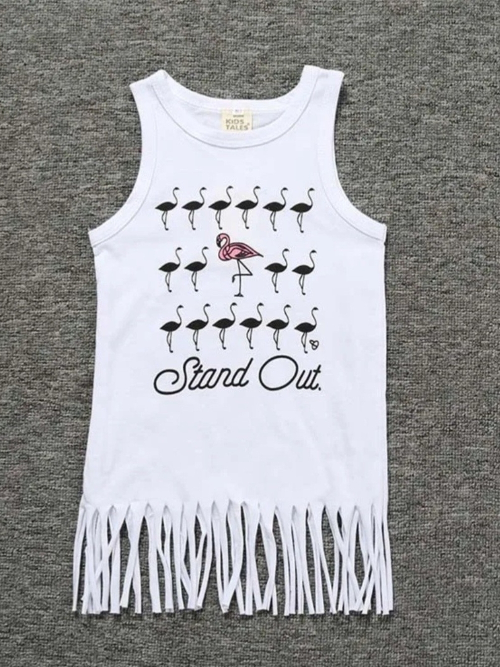 Stand Out White Flamingo Fringe Tank Top Dress - 3 Yrs Old NWOT